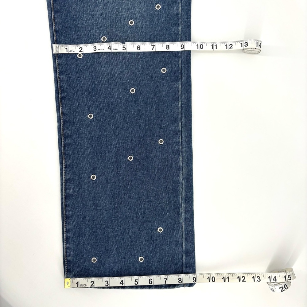 Cali 1850 NWT Faded Blue Straight Leg Mid Rise Grommeted Front Jeans, 5/27 - Picture 13 of 16